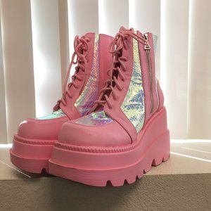PRE LOVED - Pink Poison Platform Boots PNK/10 - SH280